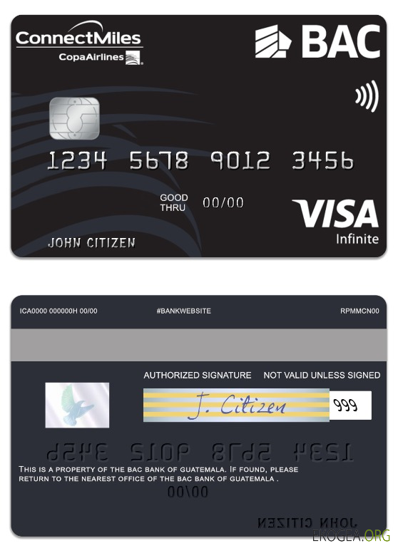 Carte Visa Infinite de la Banque BAC du Guatemala